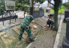 Ciptakan Lingkungan Asri, Anggota Koramil 23/Magelang Utara Bersihkan Pangkalan